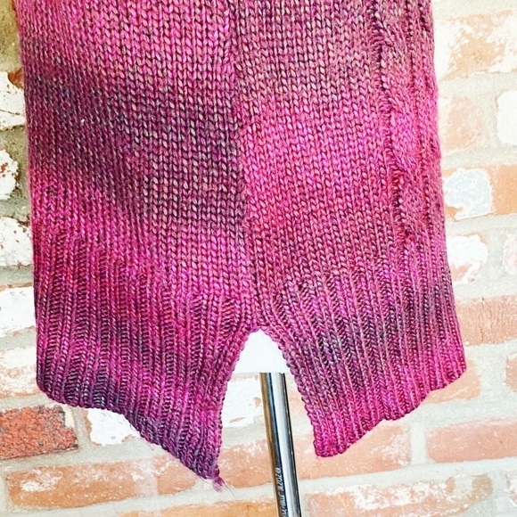 Prana Leisel Plum Gradient Striped Pink Chunky Cable Knit Sweater Medium - Picture 4 of 8